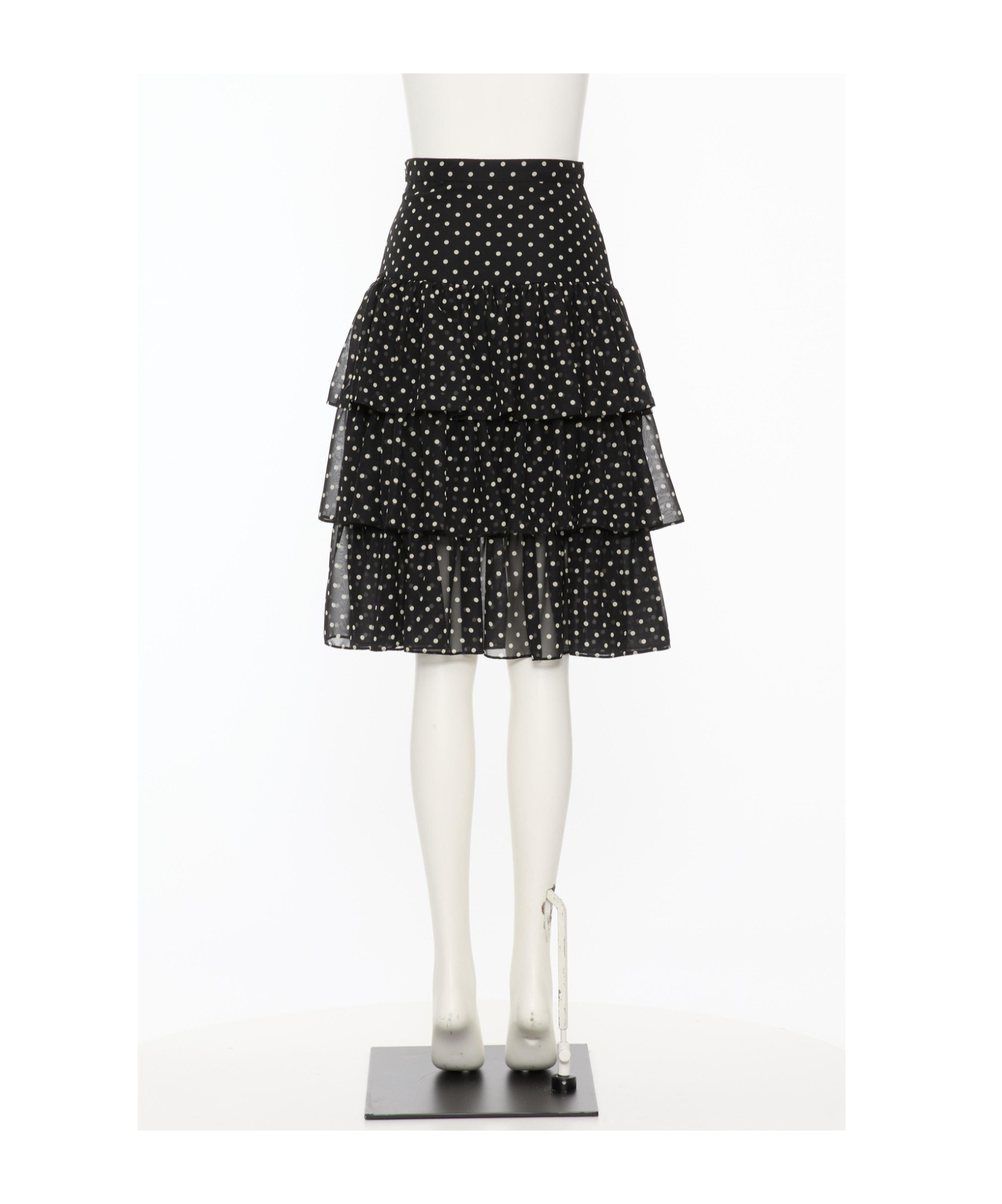 Valentino Layered High-waisted Skirts With Polka Dot Pattern In Black