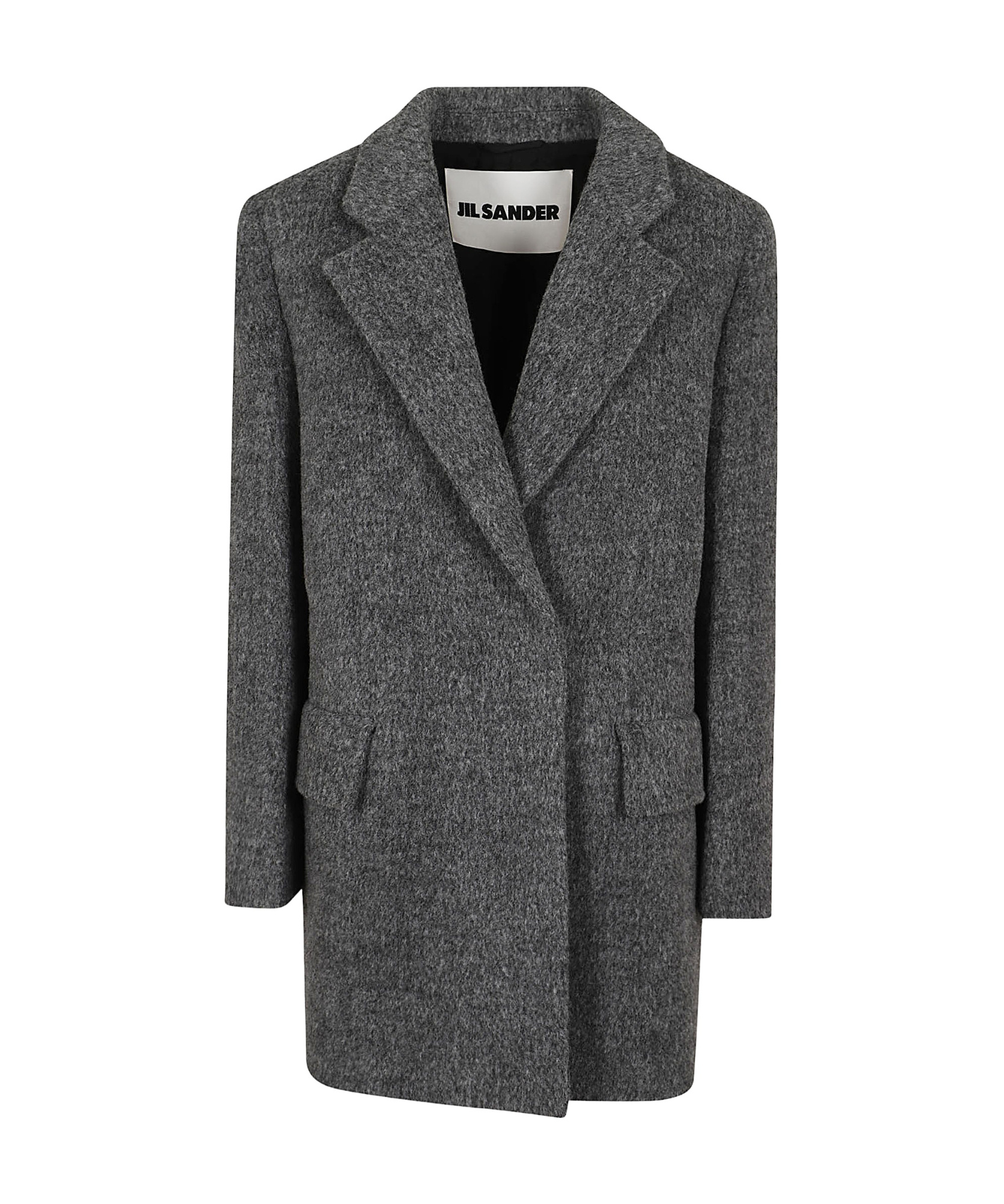 Jil Sander Gray Double-breasted Caban Jacket In Black