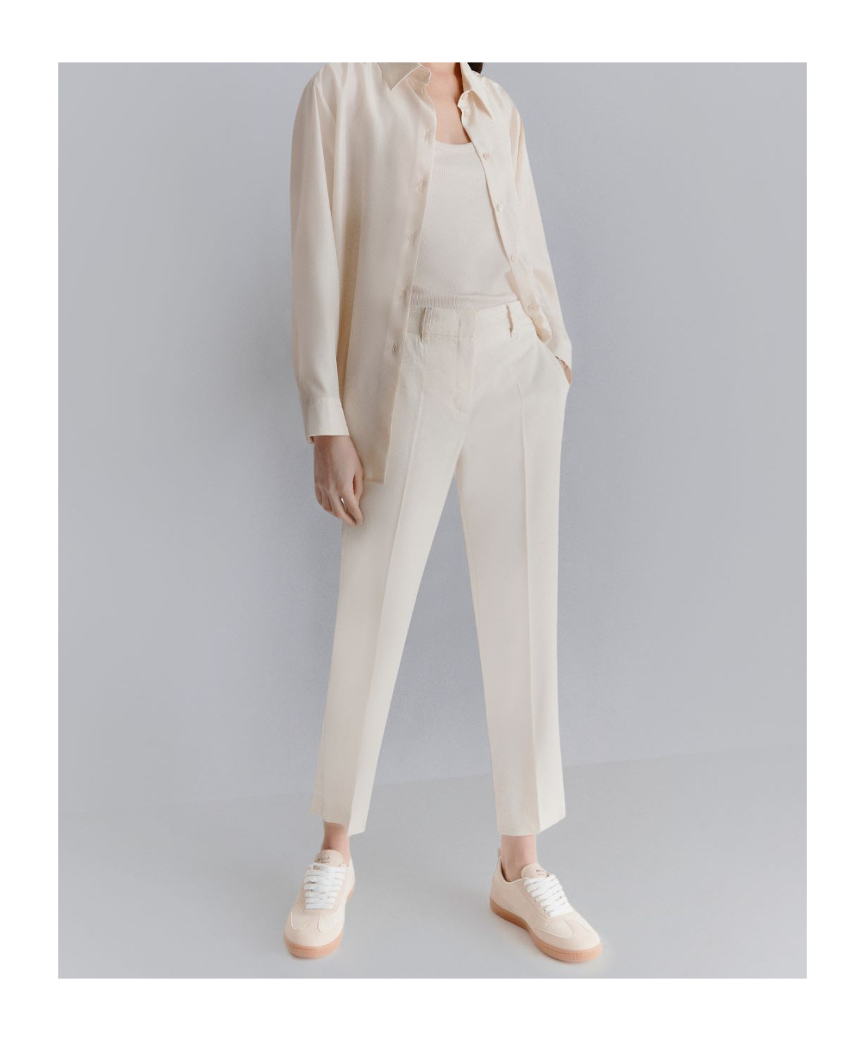 Marella Slim-fit Stretch Viscose And Linen Trousers In White
