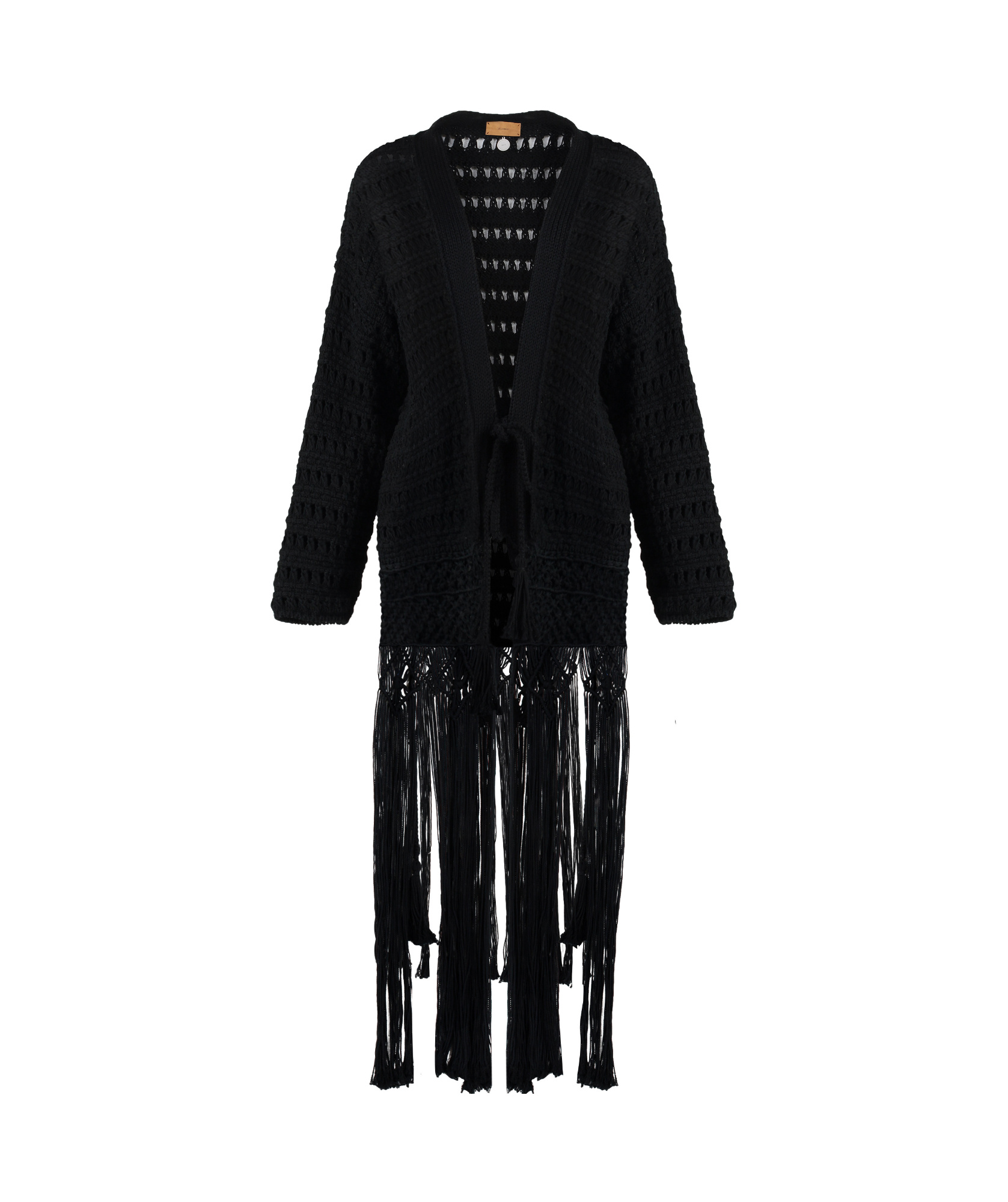 Alanui India Cotton Crochet Fringe Cardigan In Black