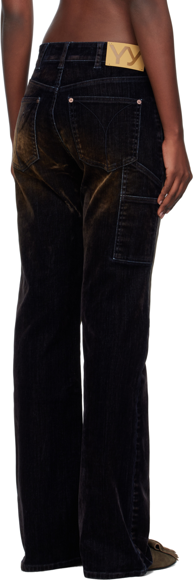 Open Yy Velvet Denim Trucker Jeans In Black