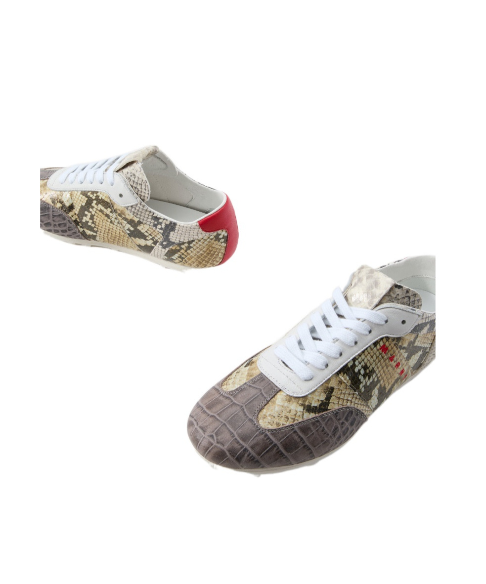 Marni Softy Soccer Round Toe Sneakers In Brown
