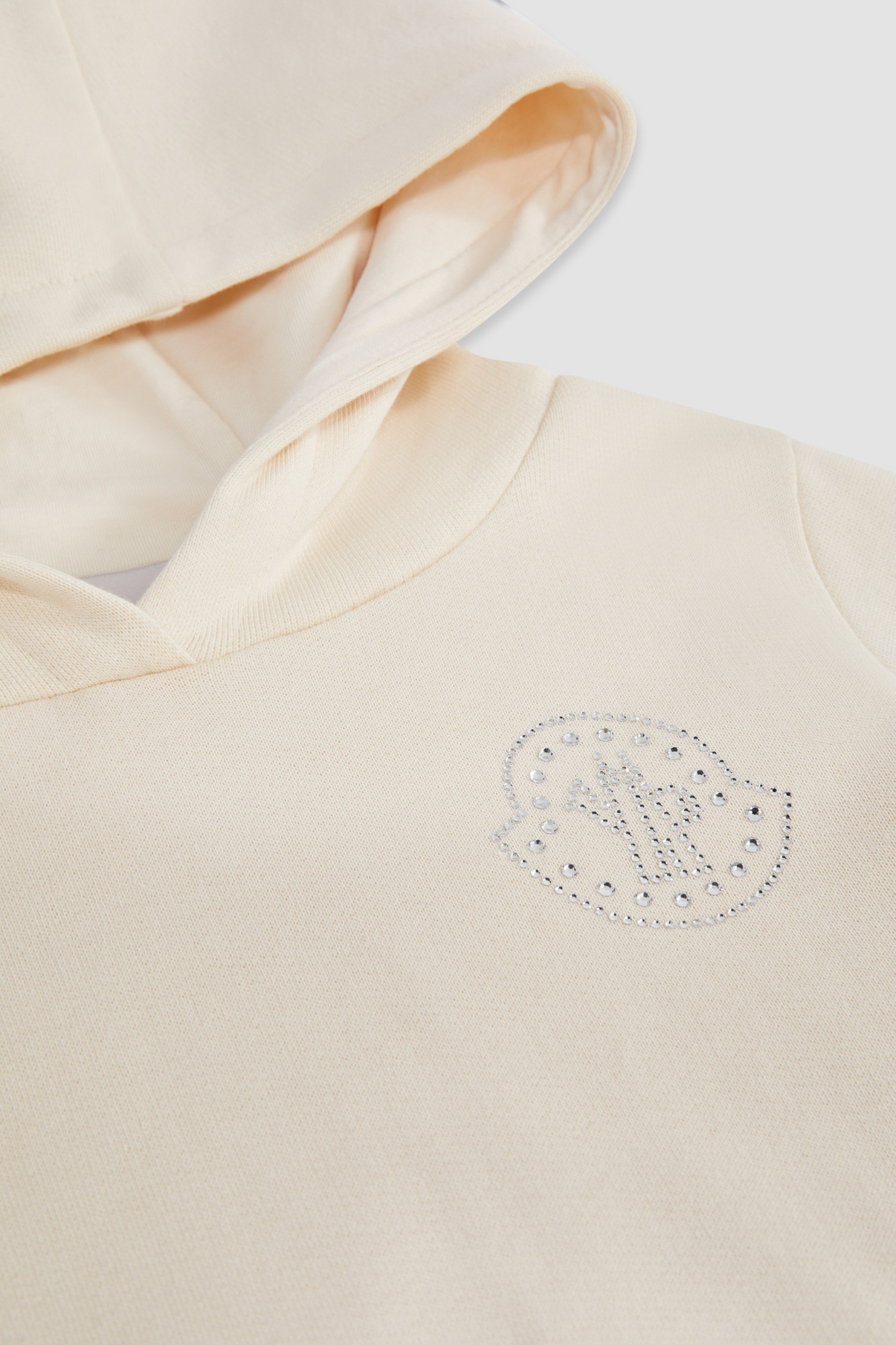 Moncler Hoded Crystal Logo Dress In Nude