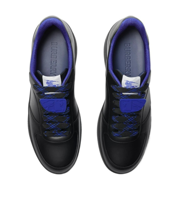 Burberry Terrace Leather Sneakers In Black