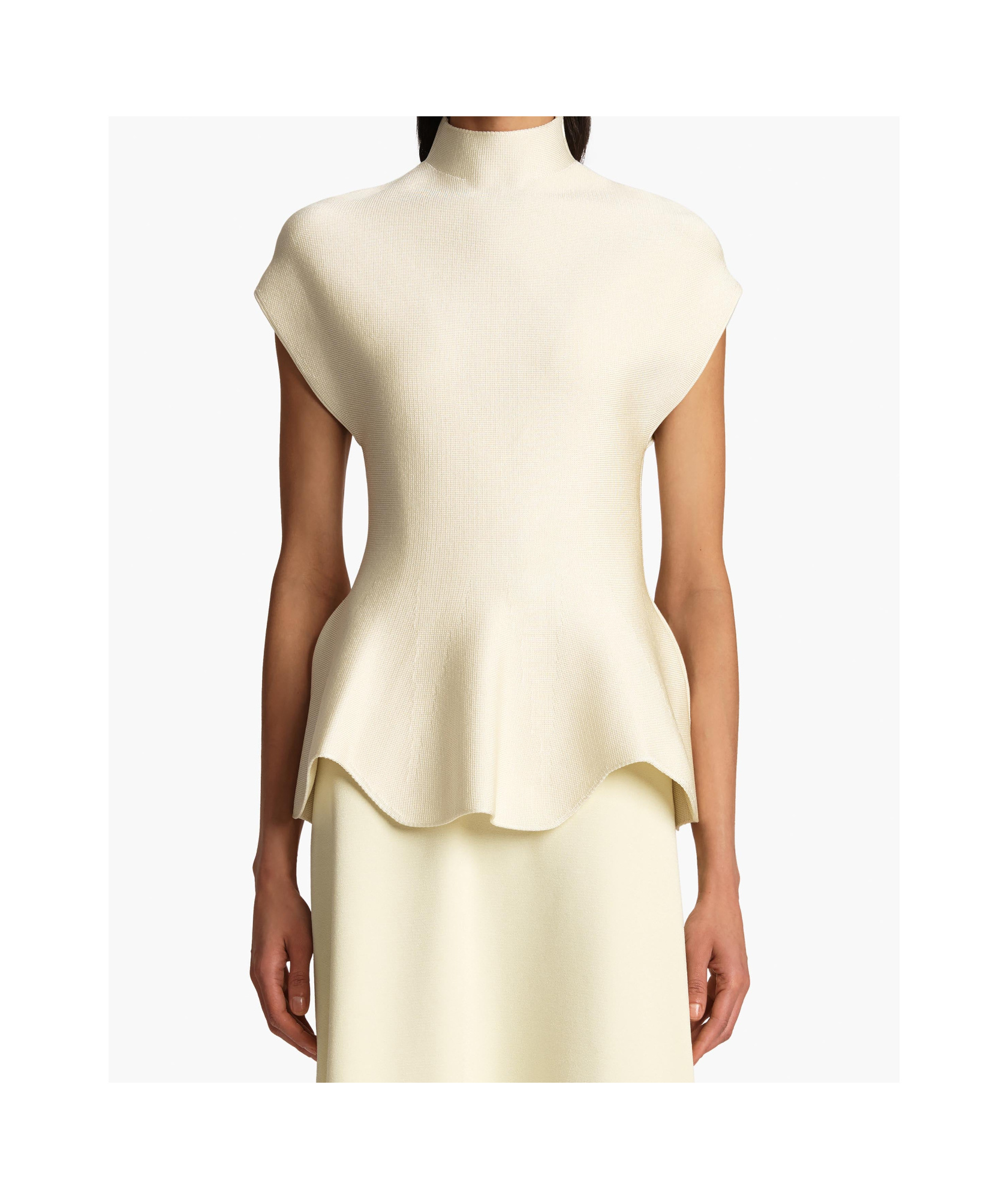 Khaite Andra Knit Peplum Top In Neutral