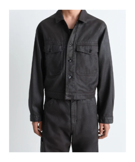 Lemaire Buttoned Trucker Jacket In Dark Chocolate