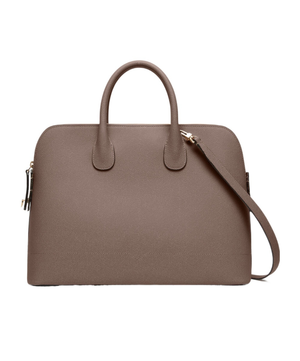 Valextra Large Mylogo Bowling Tote Bag In Brown