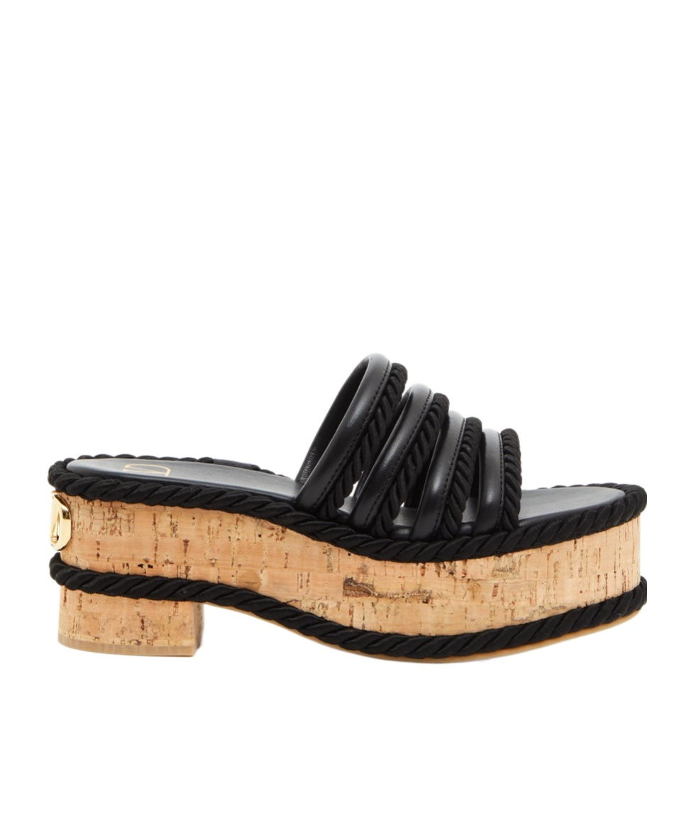 Valentino Vlogo Summerblocks Flatform Sandal In Nappa Leather And Silk Torchon 80mm In Black