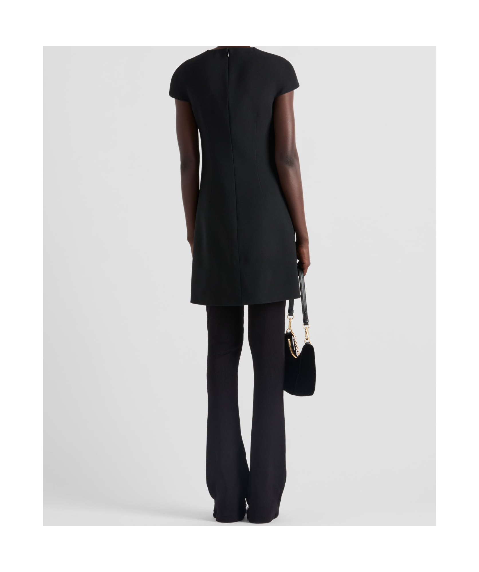 Prada Bow Sable A-line Mini Dress In Black