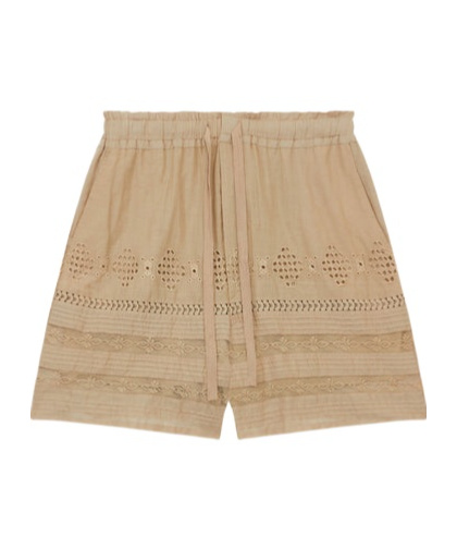 Isabel Marant Étoile Isabel Marant Etoile Damina Khaki Embroidered Shorts In Nude