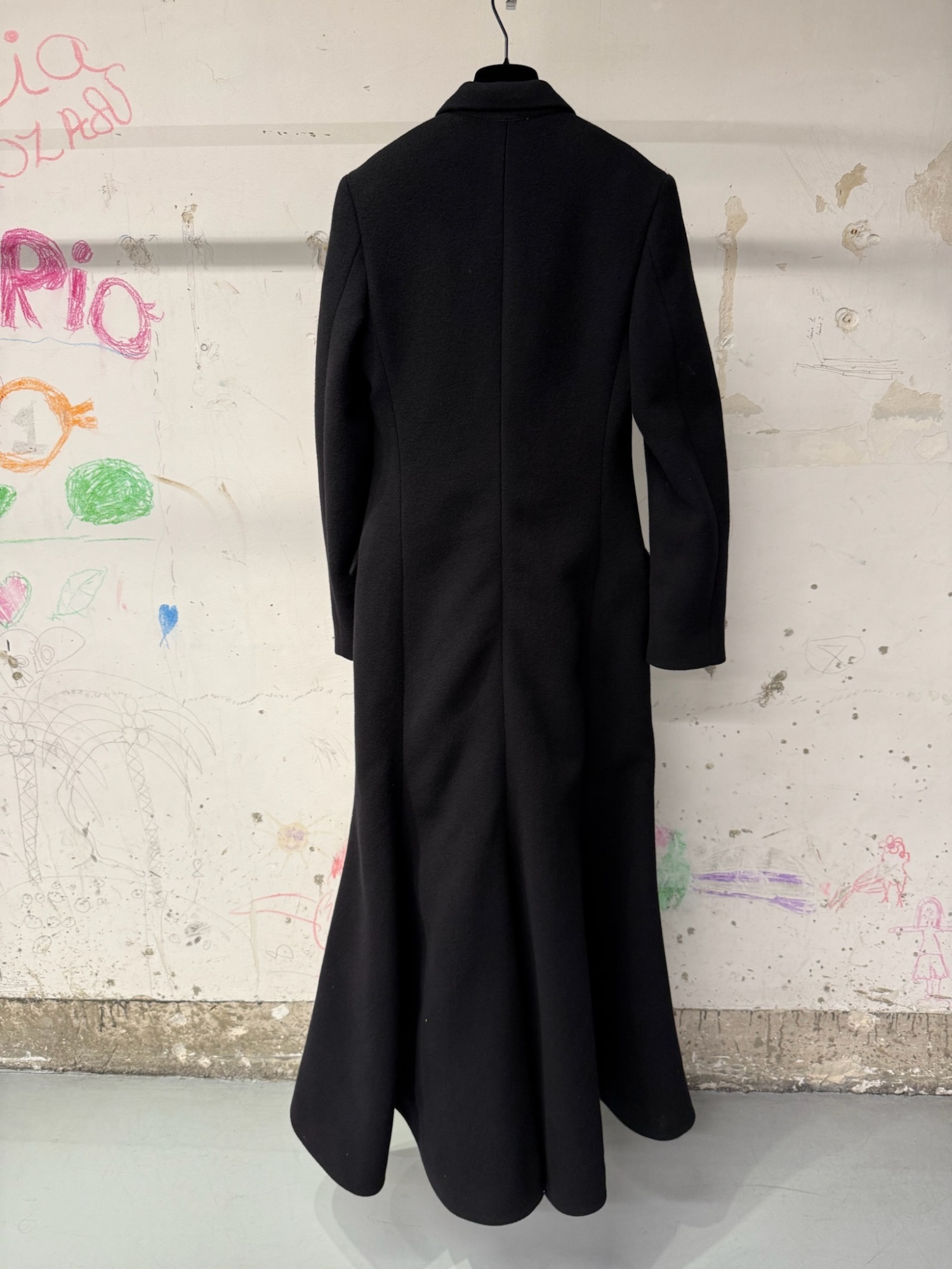 Balenciaga Godet Maxi Coat In Black