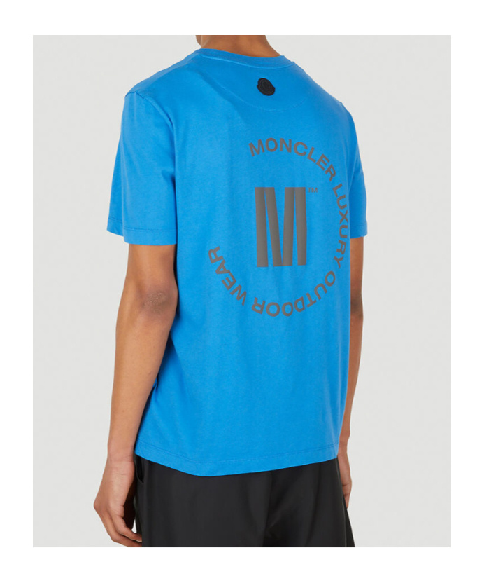 Moncler Logo-print Cotton T-shirt In Blue