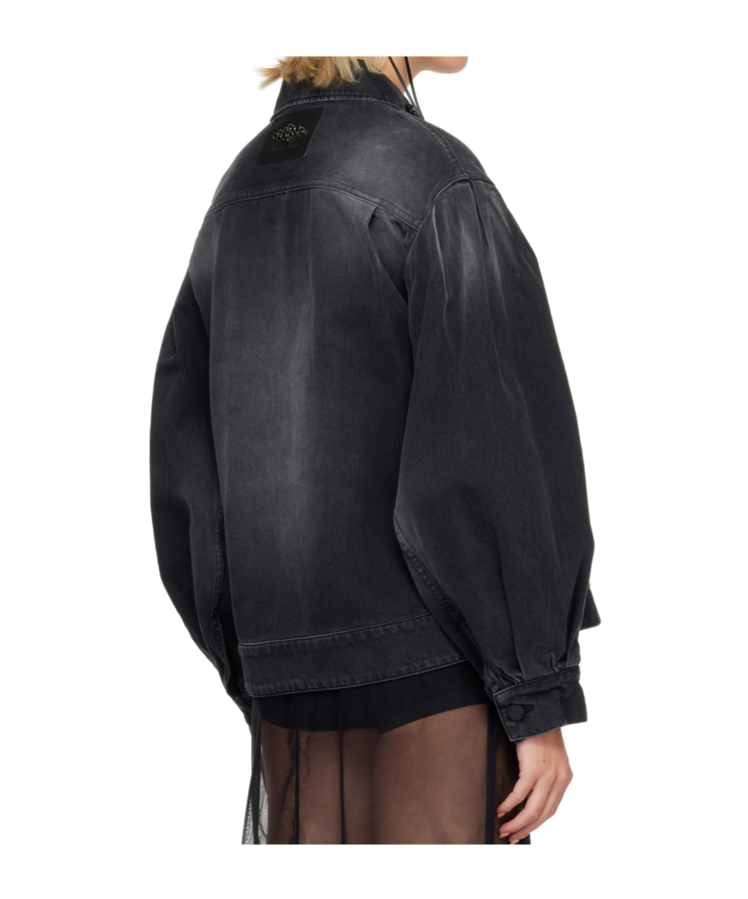 Simone Rocha Denim Jacket With Decorative Carved Belt Details In Black