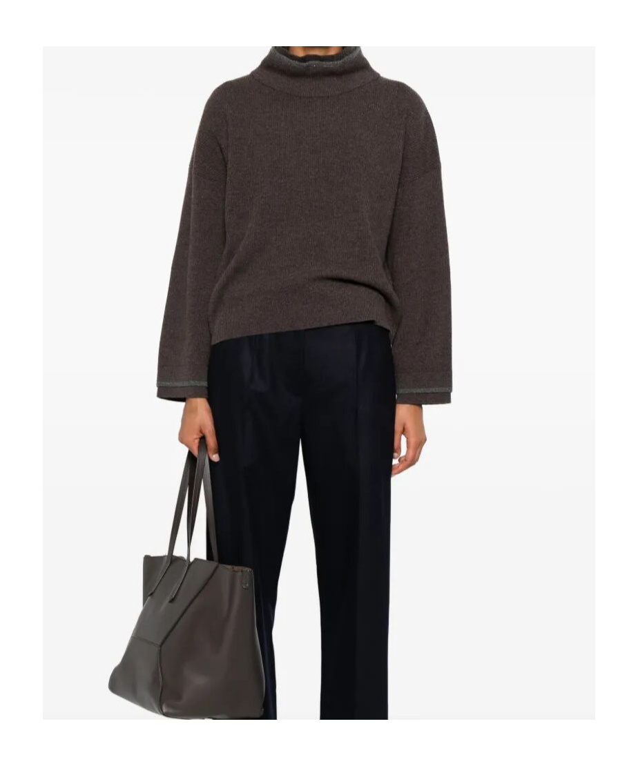 Brunello Cucinelli Cashmere Turtleneck Sweater In Brown
