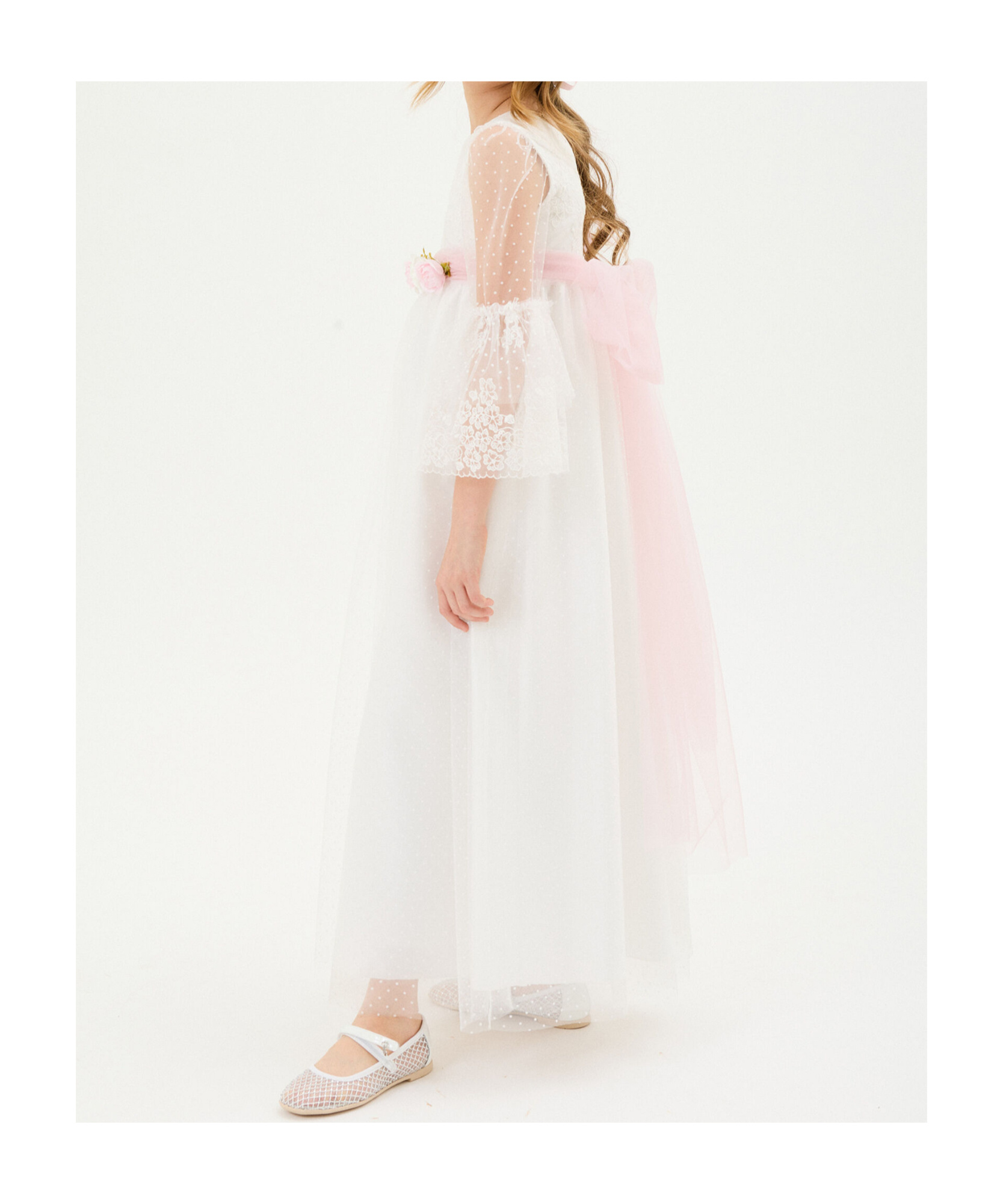 Monnalisa Tulle Dress In White