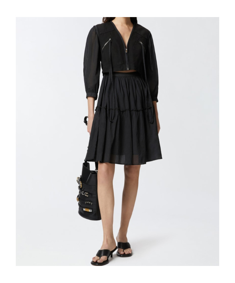 Pinko Two-piece Effect Mini Dress With Soft Skirt In Black