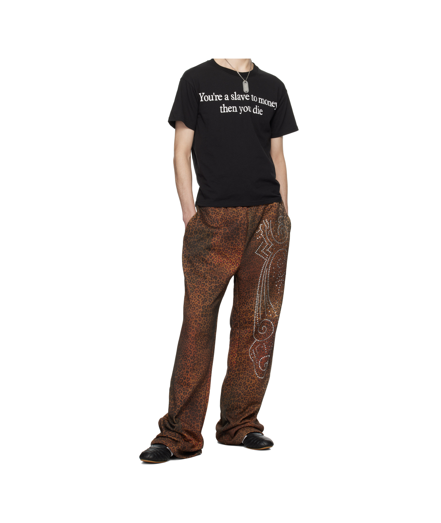 Praying Cheetah Studded Terry Sweatpants In Multi-color