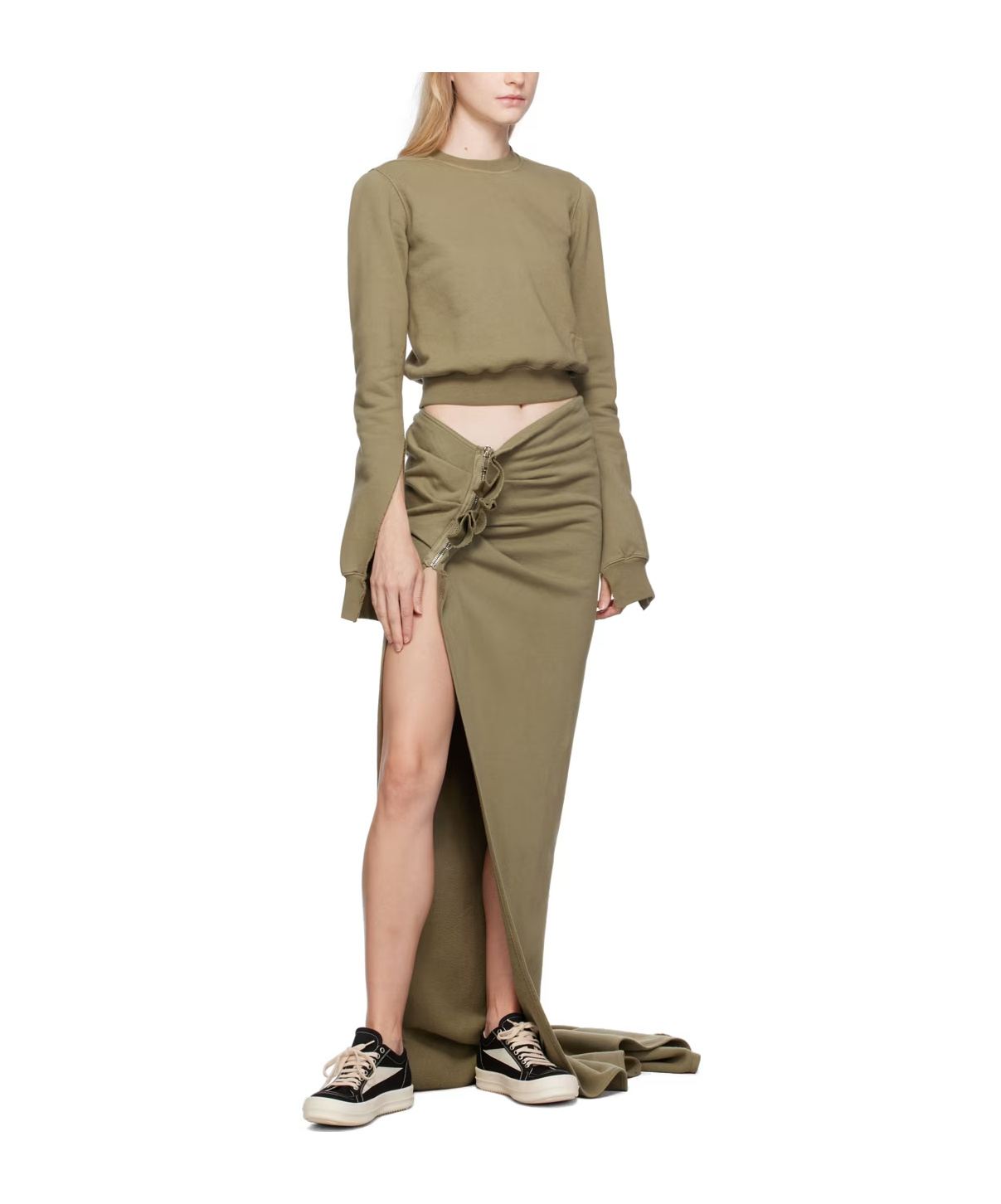Rick Owens Drkshdw Green Edfu Maxi Skirt In Brown