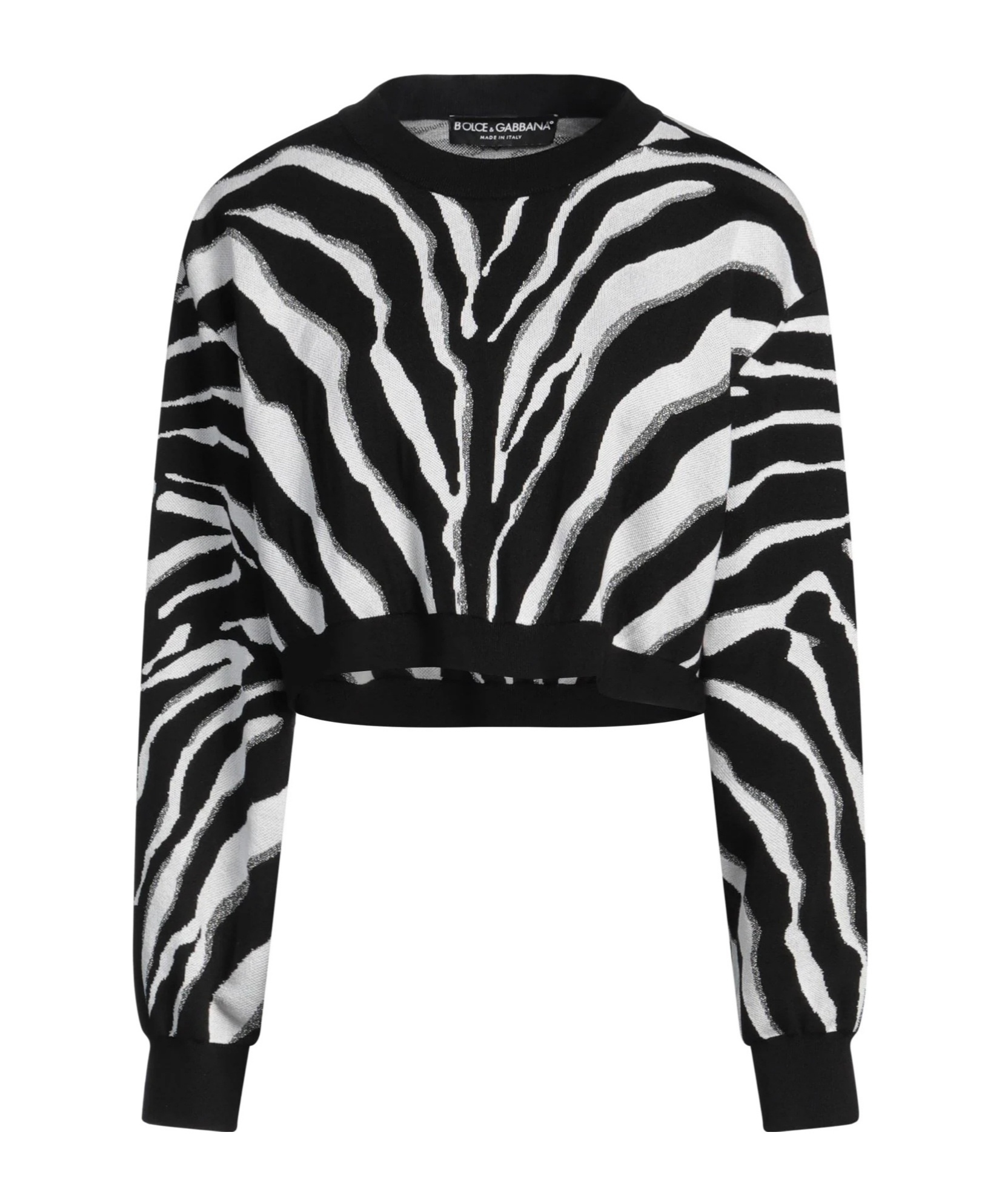 Dolce & Gabbana Zebra Print Metallic Knit Sweater In Black