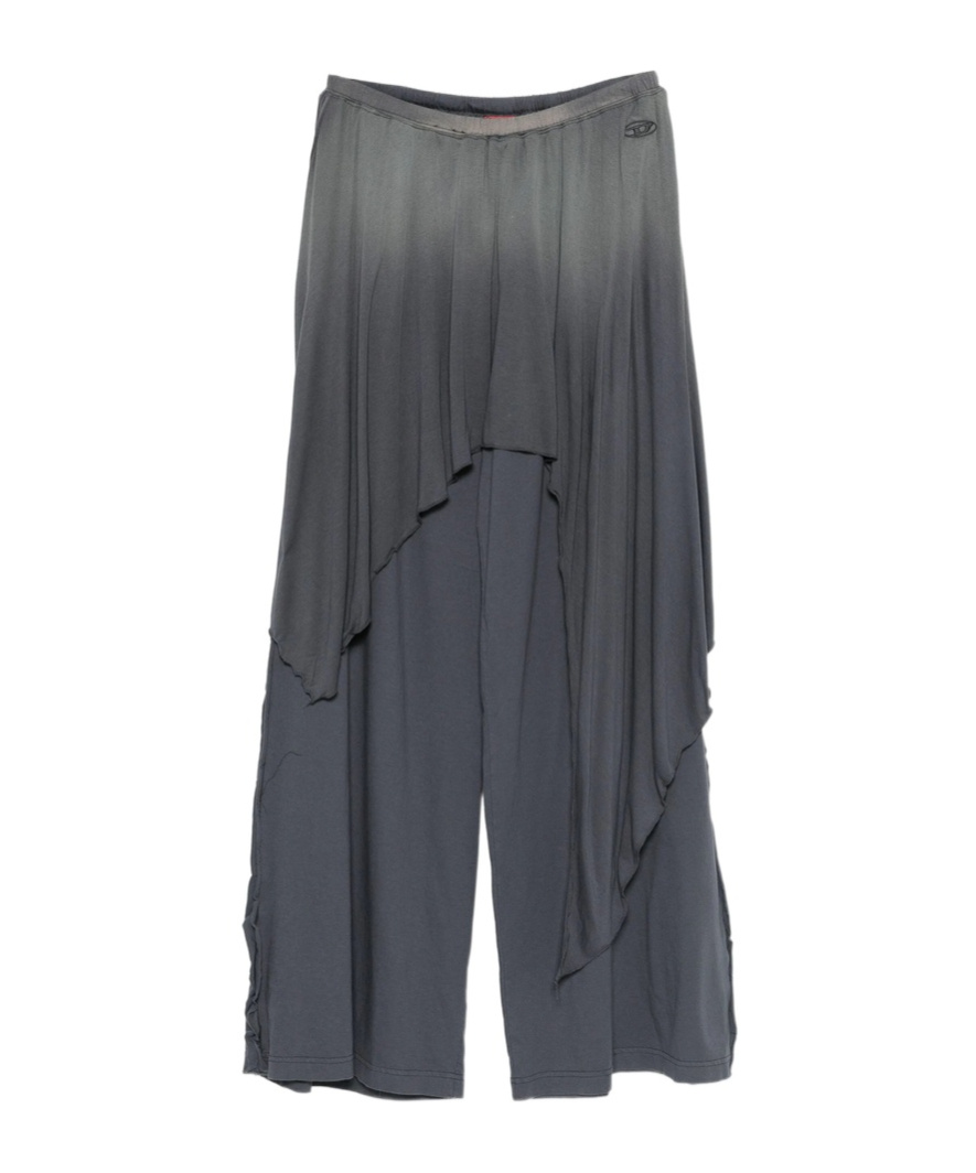 Diesel Logo-detail Ruffled Trousers In Gray
