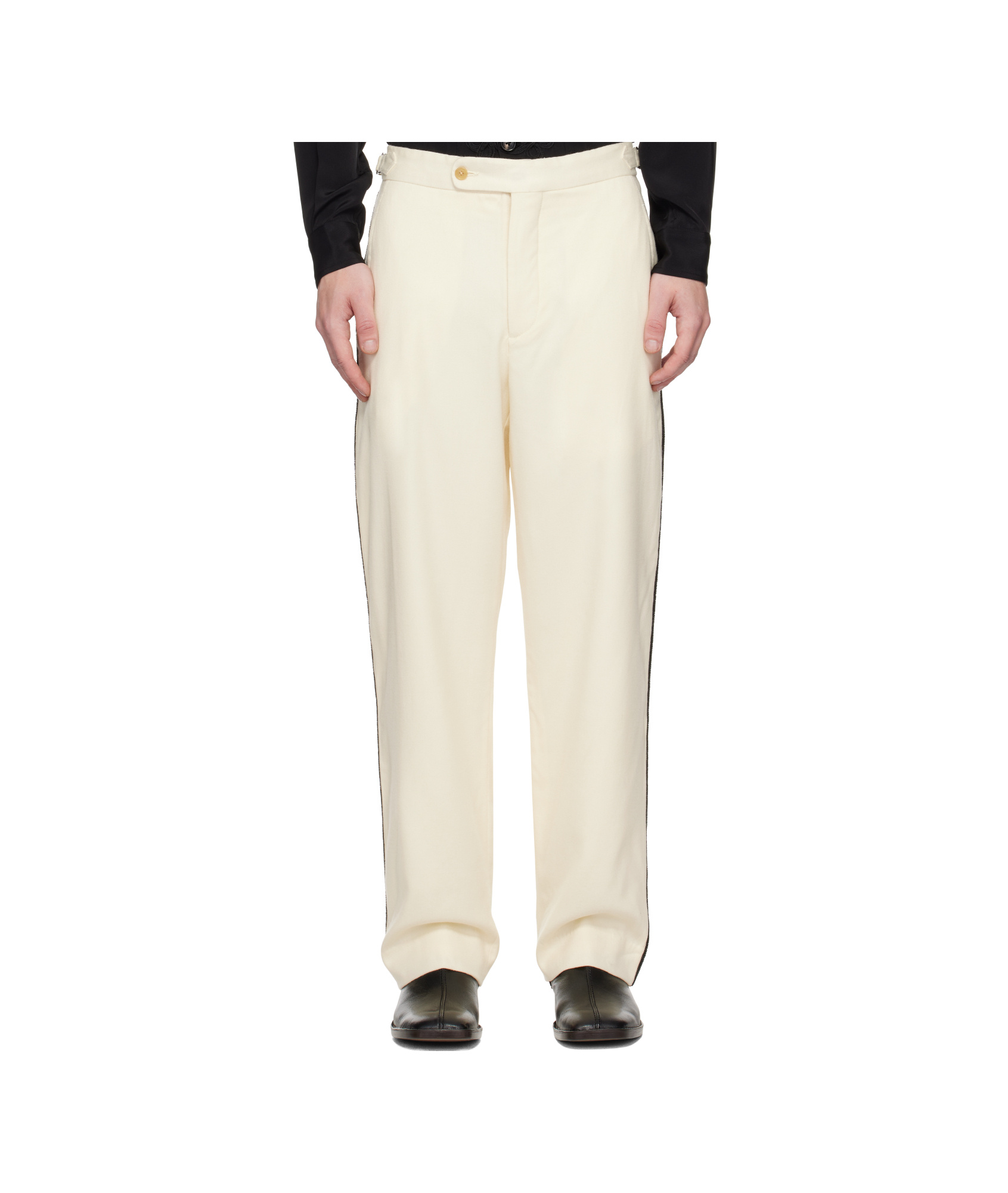 Bode Off-white Beaded Player Trousers In Nude