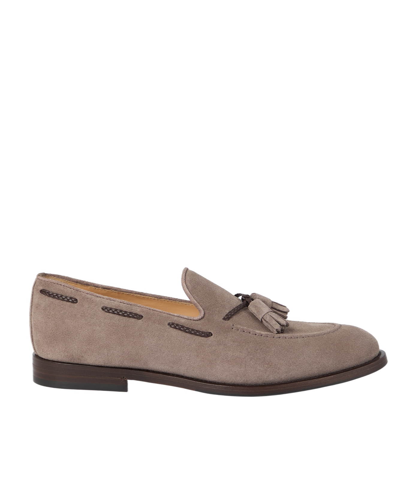 Brunello Cucinelli Suede Tassel Loafers In Neutral