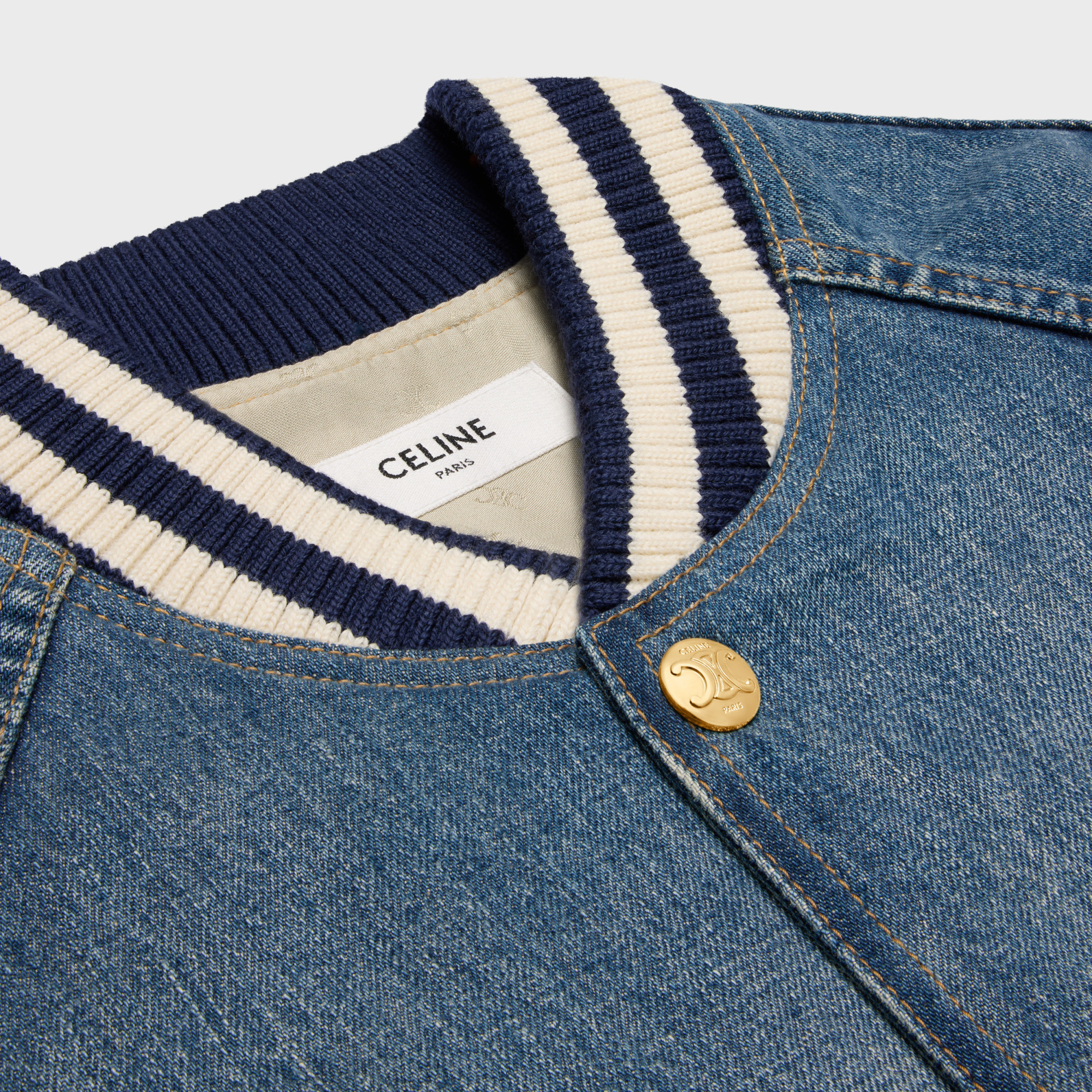 Celine Long-sleeved Denim Jacket In Blue