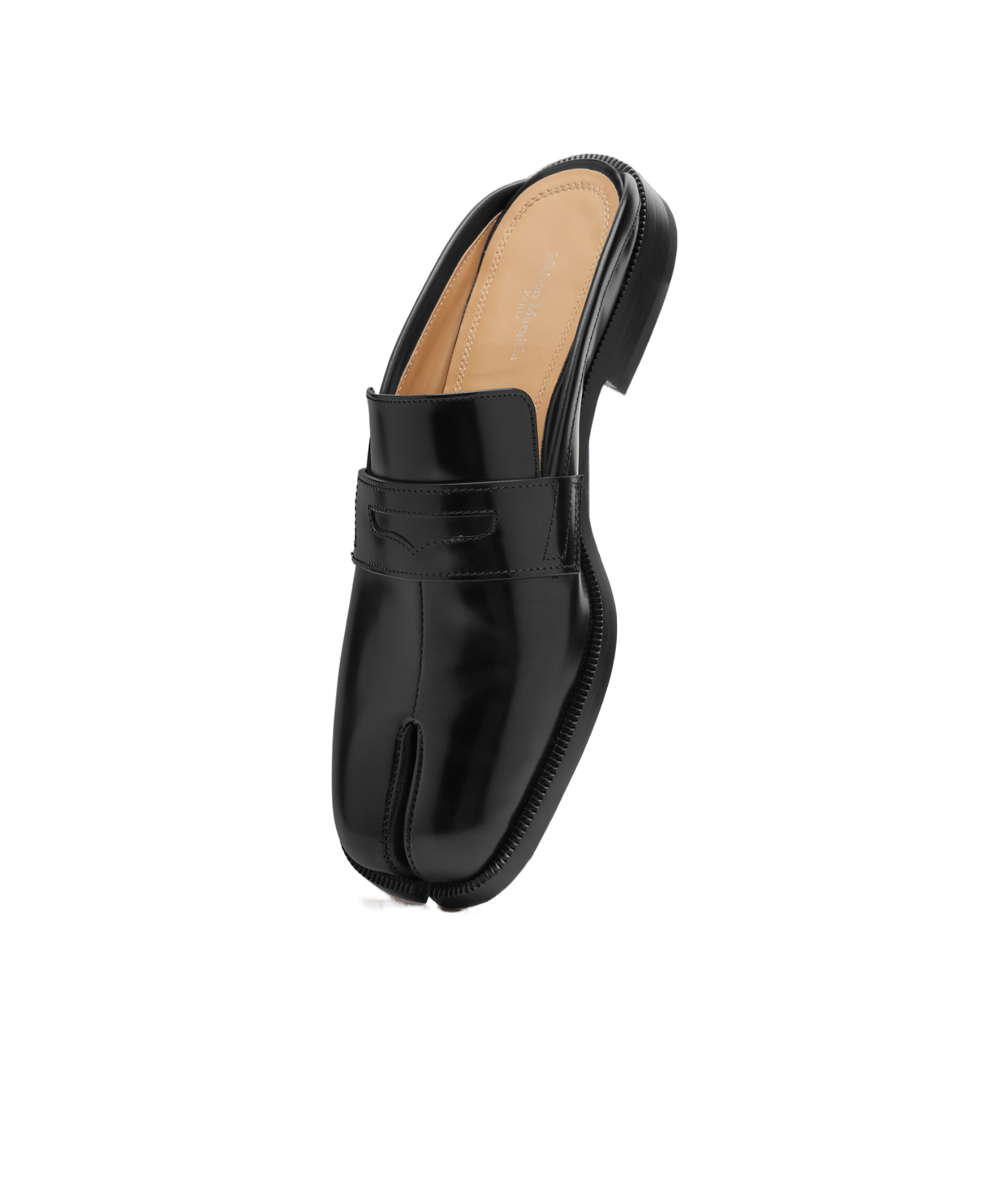 Maison Margiela Tabi City Calf Leather Flat Mules In Black