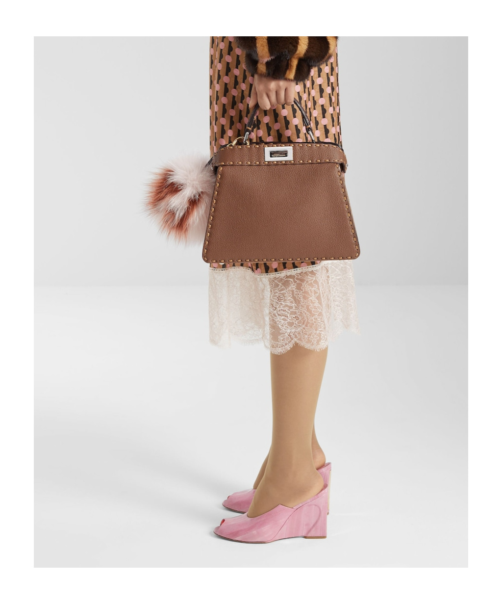 Fendi Peekaboo Iseeu Small Multicolour Sage Selleria Bag With 556 Hand-sewn Topstitches In Brown