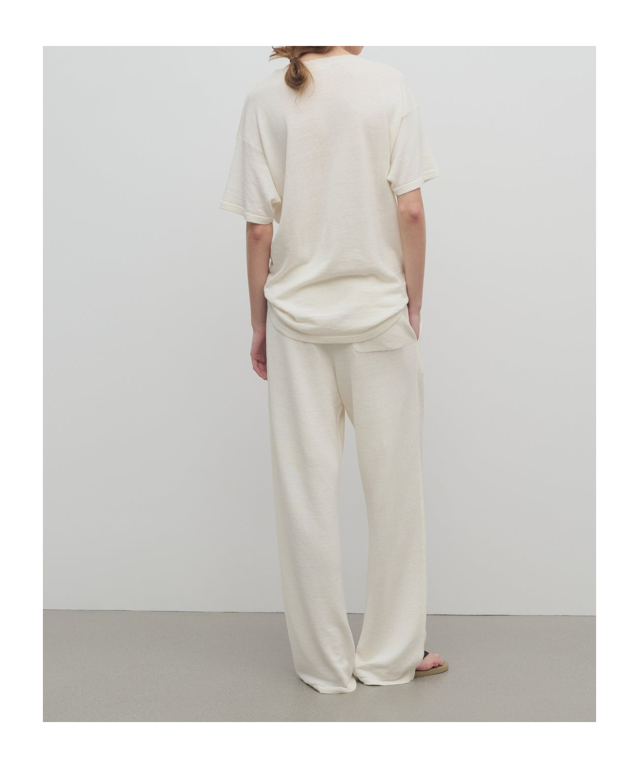The Row Gala Silk-linen Straight-leg Pants In Pearl Grey