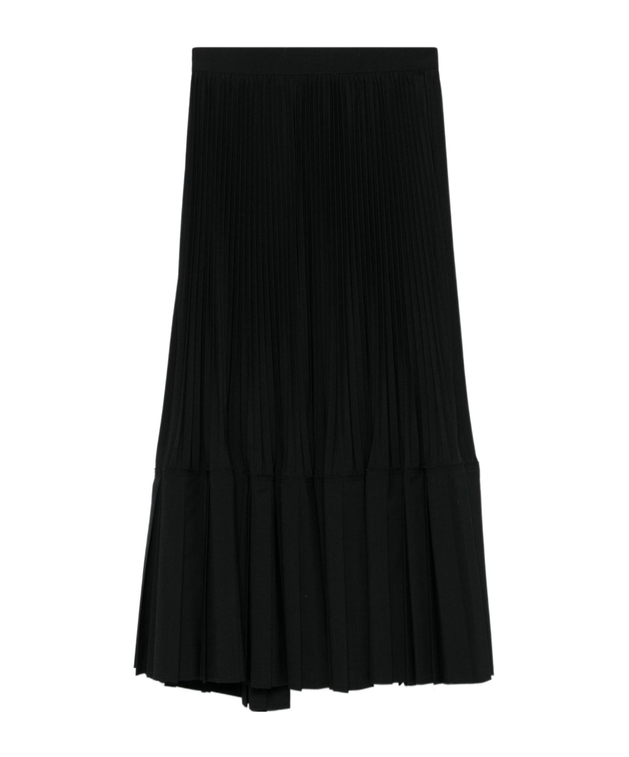 Junya Watanabe Flared Black Wool Midi Skirt In Black
