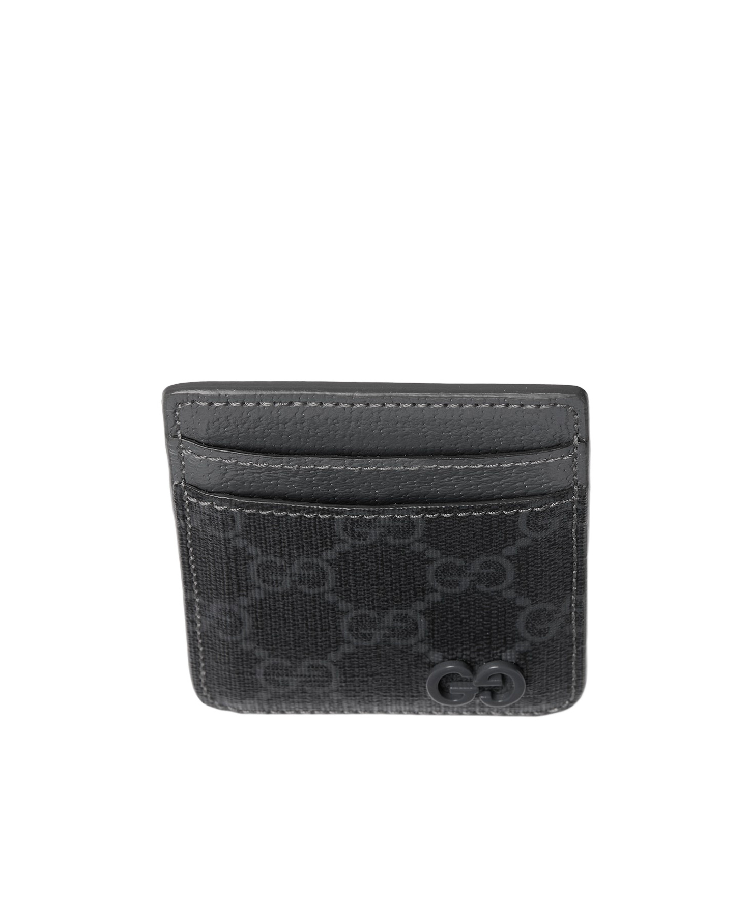Gucci Two-color Magnetic Buckle Card Holder In Black