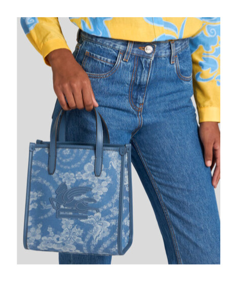 Etro Small Denim Love Trotter Bag With Pegaso Symbol