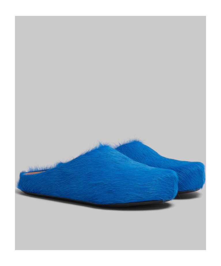 Marni Ponyskin And Leather Mules In Blue
