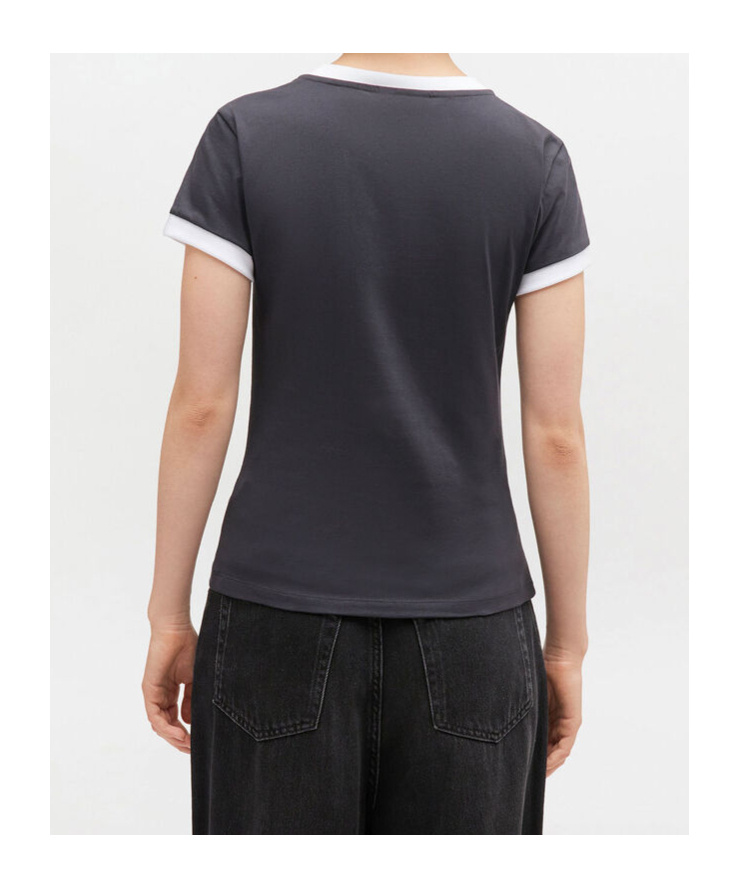 Ganni T-shirt With White Hems And Teddy Bear Print In Gray