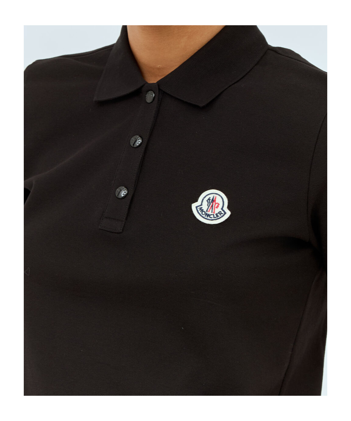 Shop Moncler Logo Patch Cotton Piquet Polo Shirt In Black