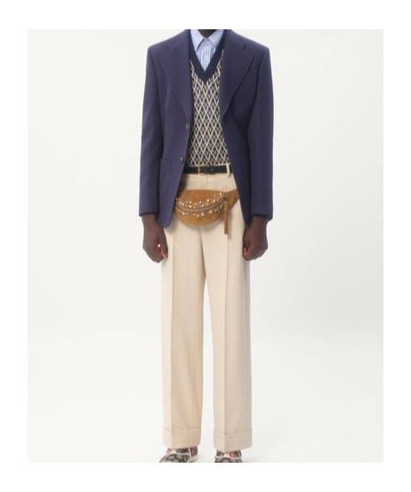 Valentino Wool Gabardine Trousers With Turn-ups In Nude
