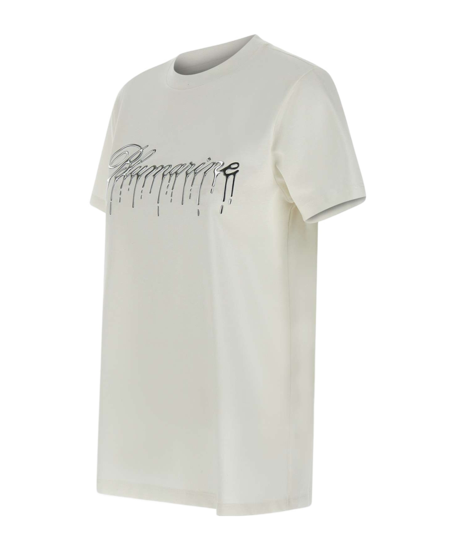 Shop Blumarine Raised-logo T-shirt In White