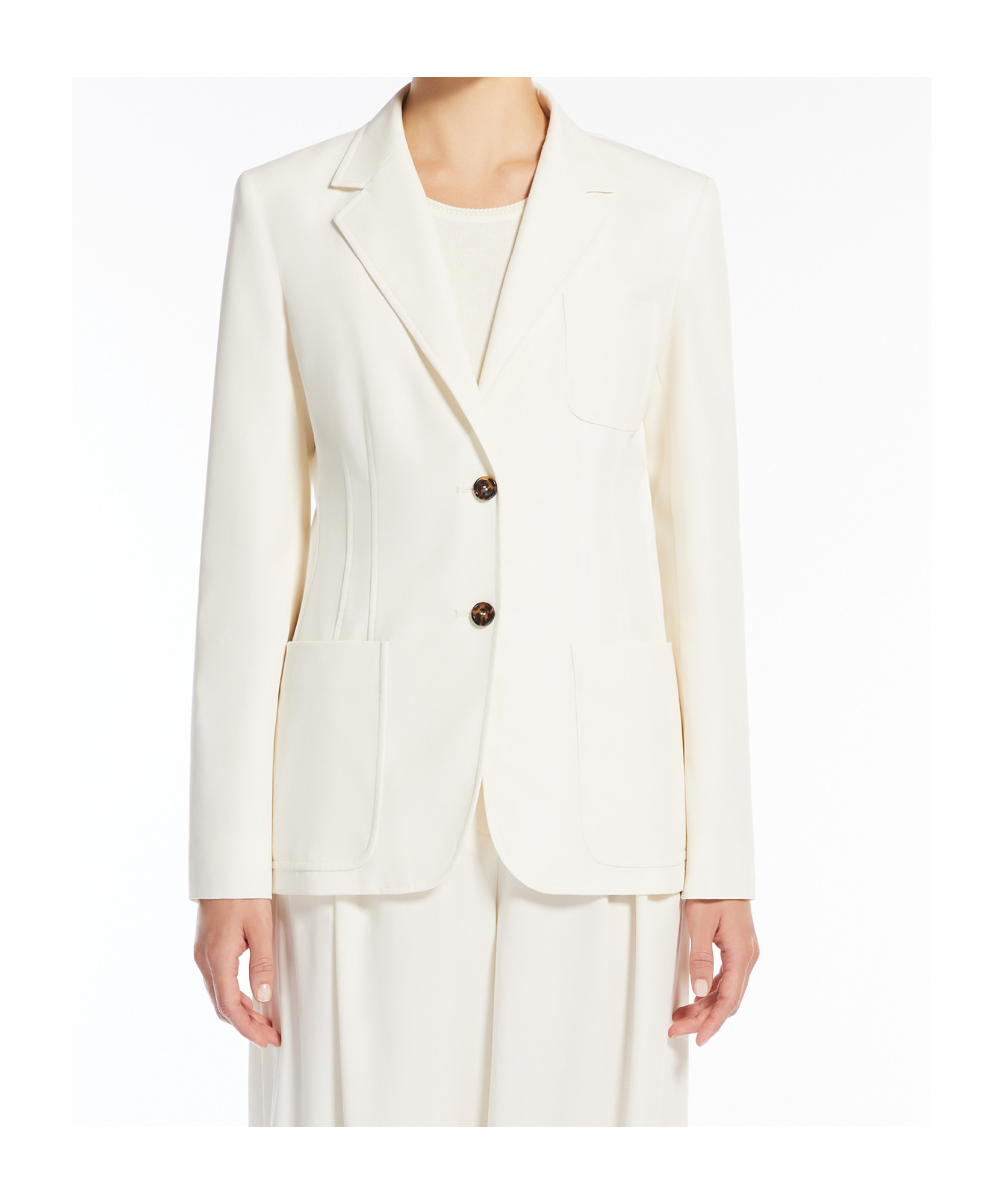 Max Mara Fitted Cotton Blazer In Ivory