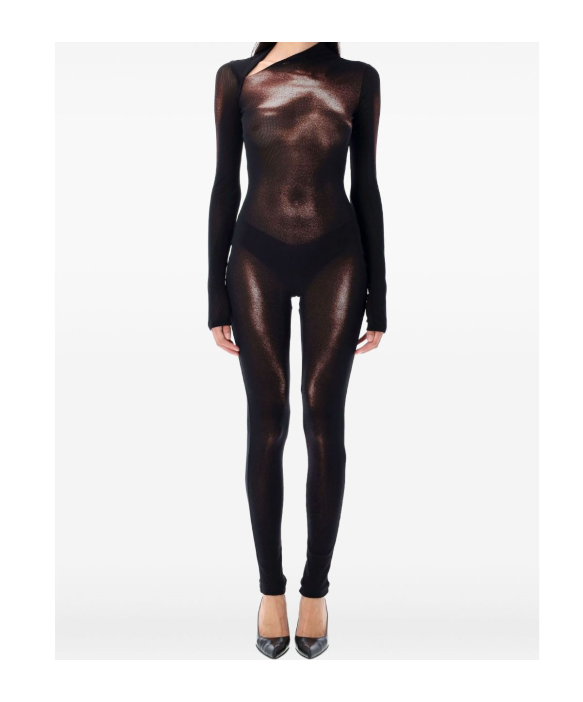 Jean Paul Gaultier Womens Black Brown Printed Long-sleeves Woven Jumpsuit Xs In Multi