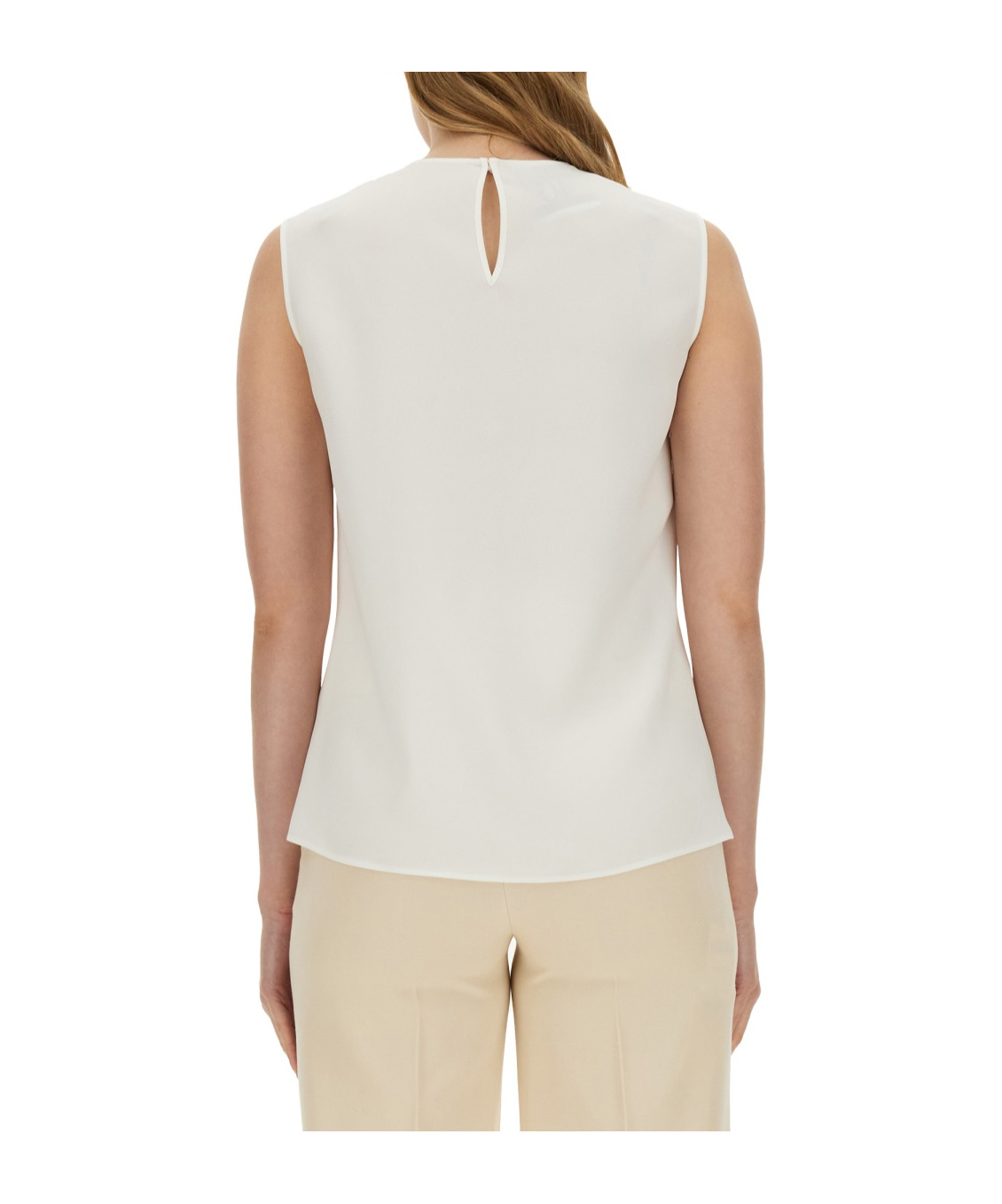 Moschino Blouse With Heart Applique And Subtle Keyhole Detail In White