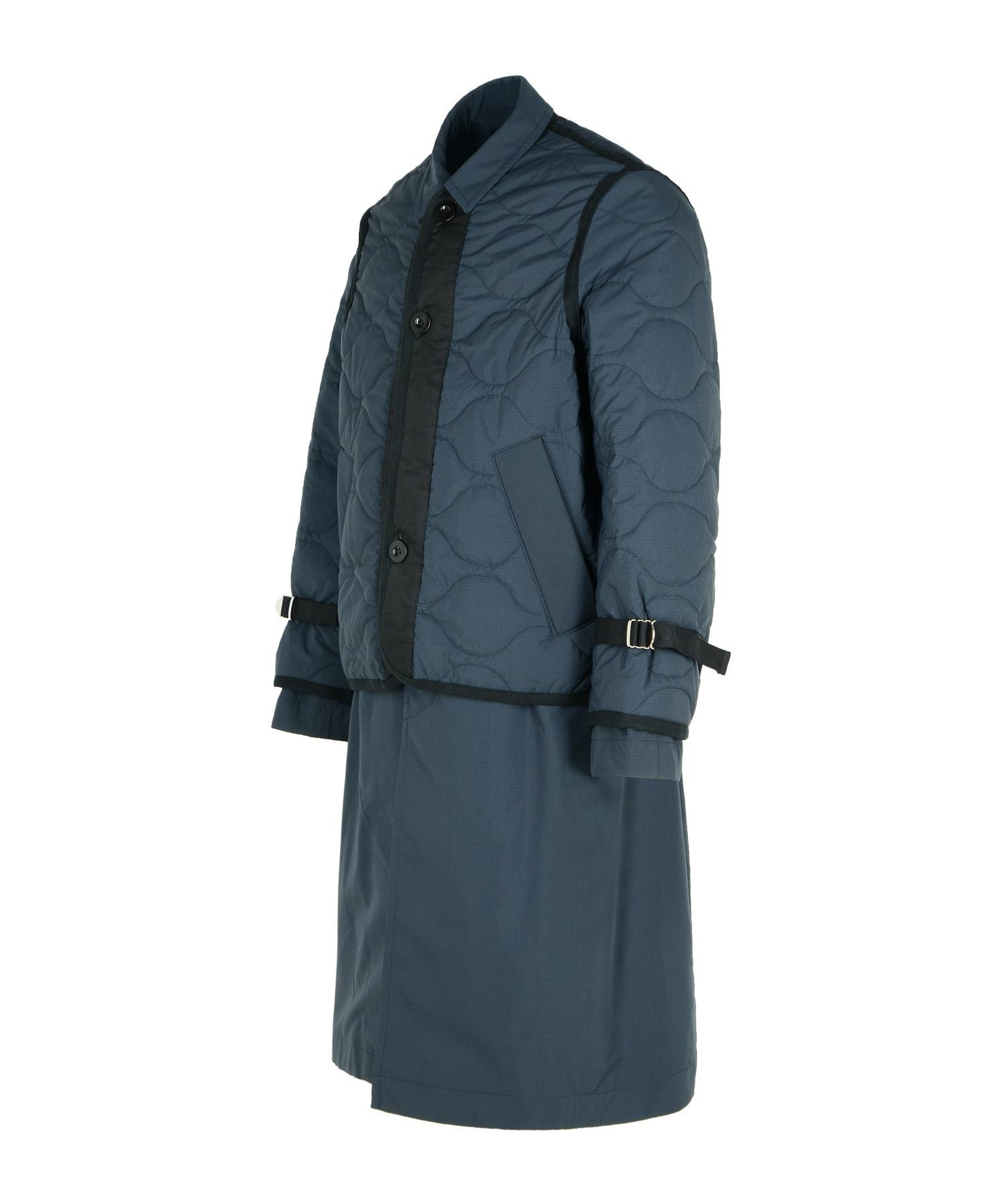 Sacai Long-sleeved Coat In Blue