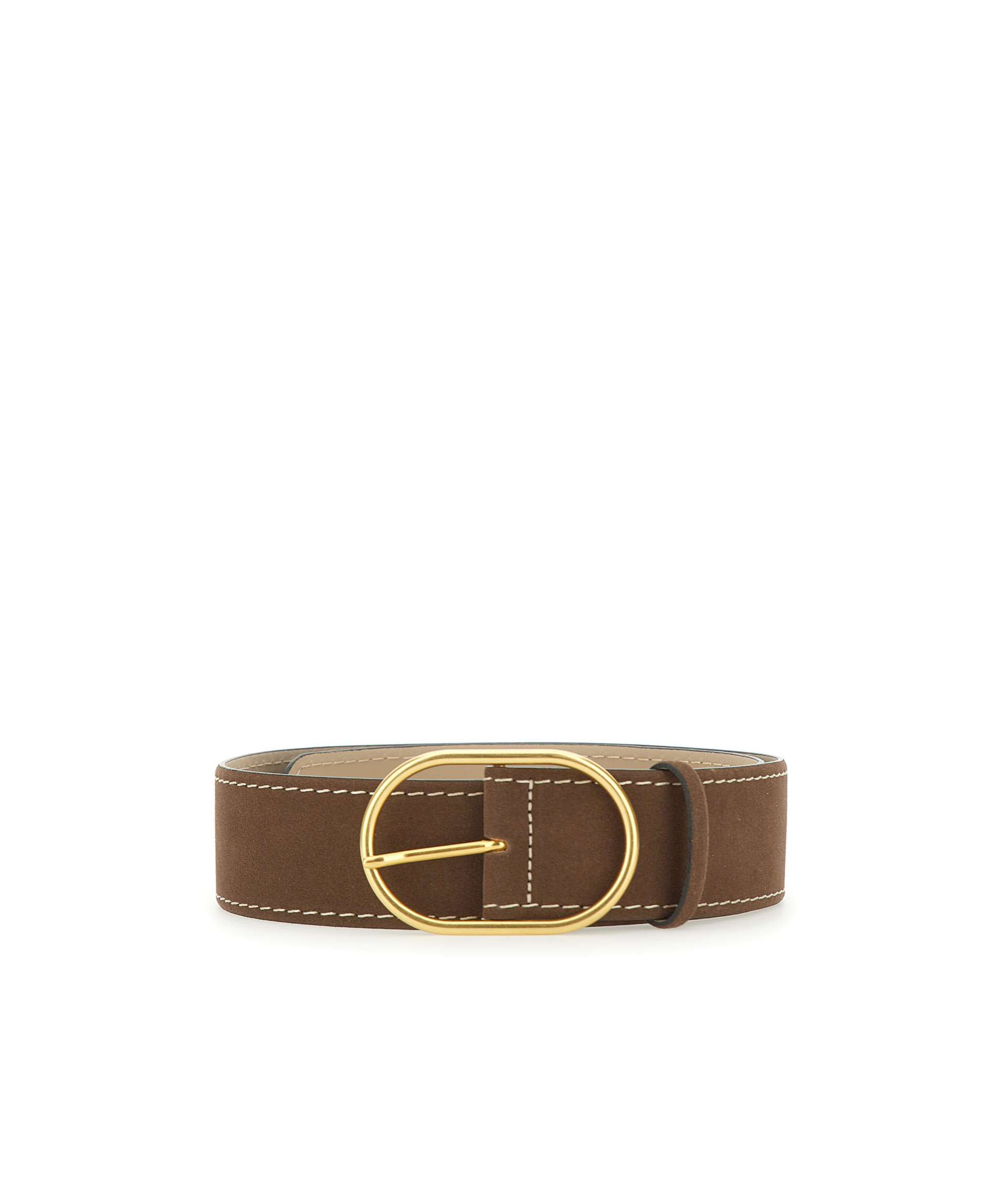 Gianni Chiarini Oval-buckle Suede Belt In Brown