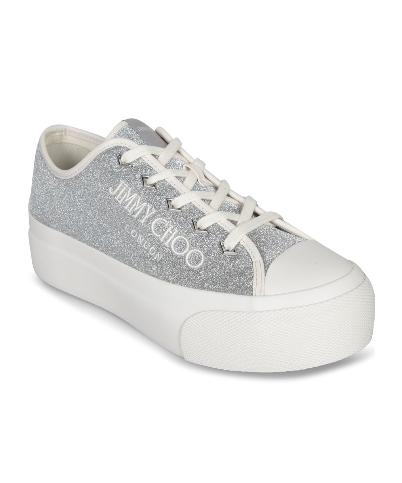 Jimmy Choo Palma Maxi Glittered Low-top Sneakers In White