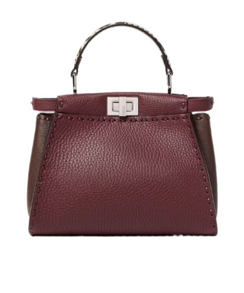 Fendi Women Peekaboo Mini Leather Crossbody Bag In Burgundy