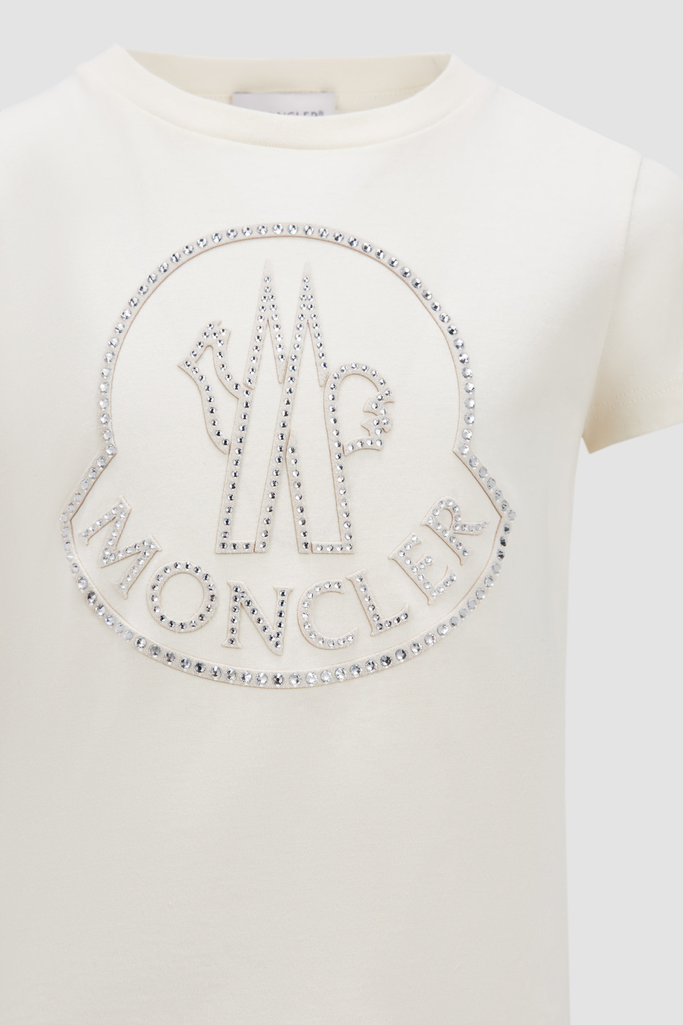 Moncler Girl's Embellished Bell Logo T-shirt In Nude