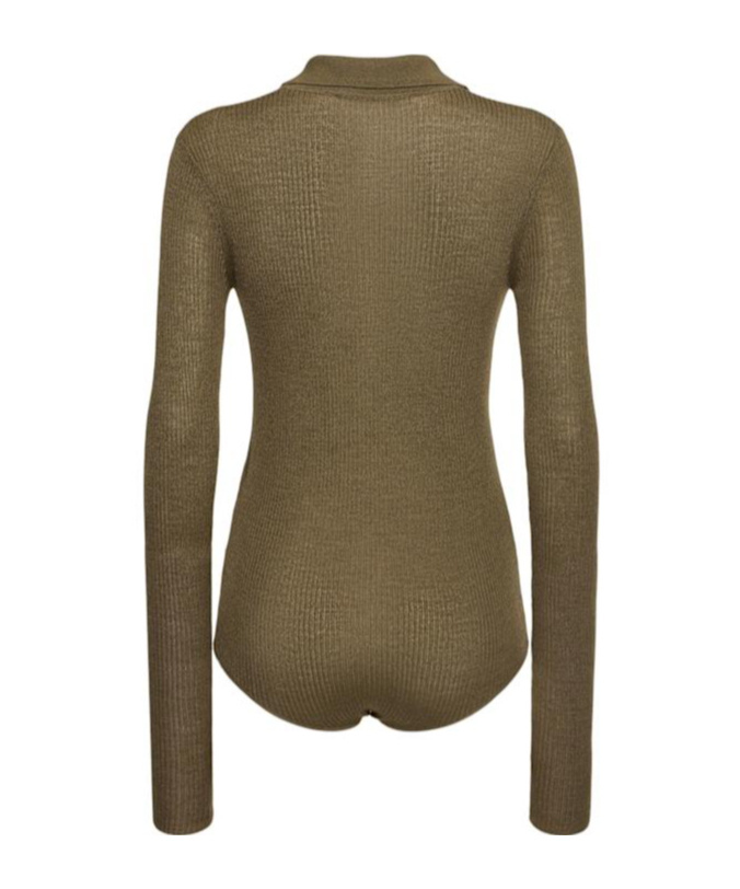 THE FRANKIE SHOP SOLANA WOOL BLEND POLO BODYSUIT