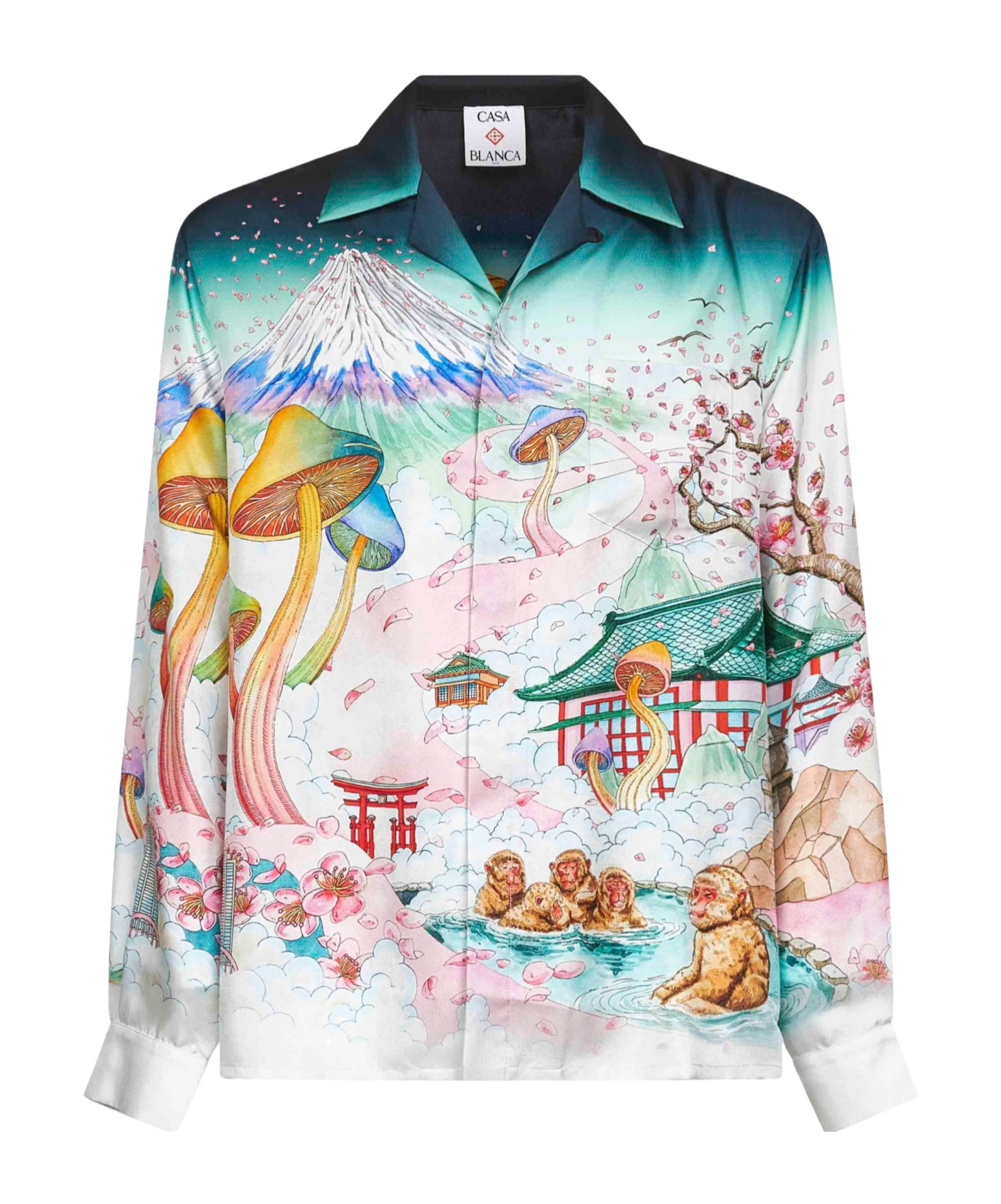 Casablanca Graphic Print Long Sleeve Shirt With Pocket In Multi
