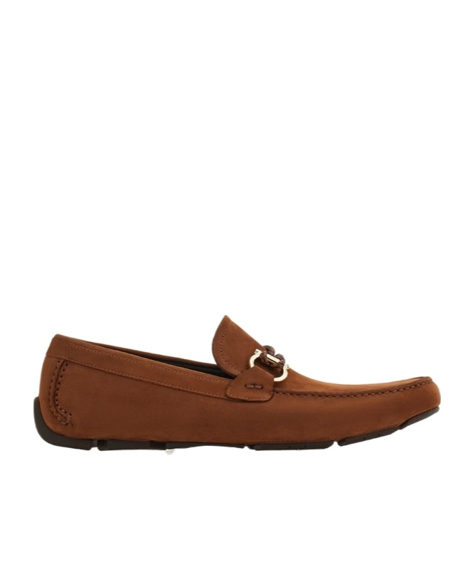 Shop Ferragamo Gancini Decorative Loafers In Brown