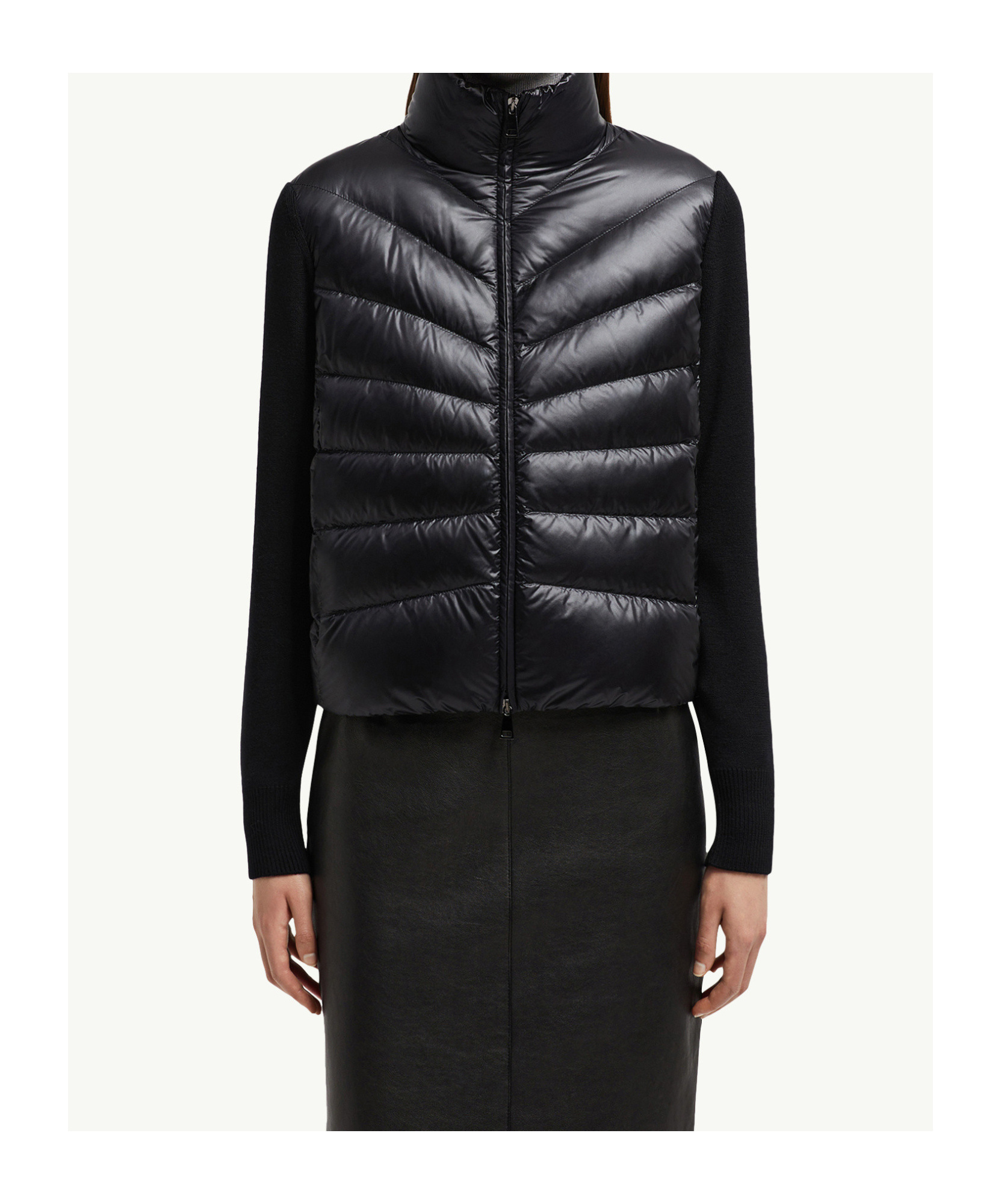 Moncler Padded Wool Cardigan In Black